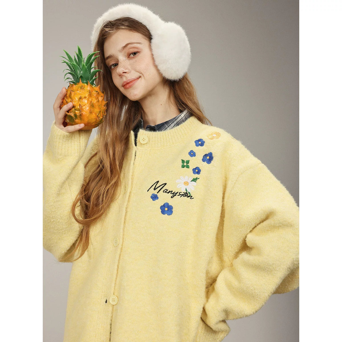 MANYSTON American Knitted Cardigan Sweater Men's Spring and Autumn Trendy Brand Loose Couple's Casual Long Sleeve Coat