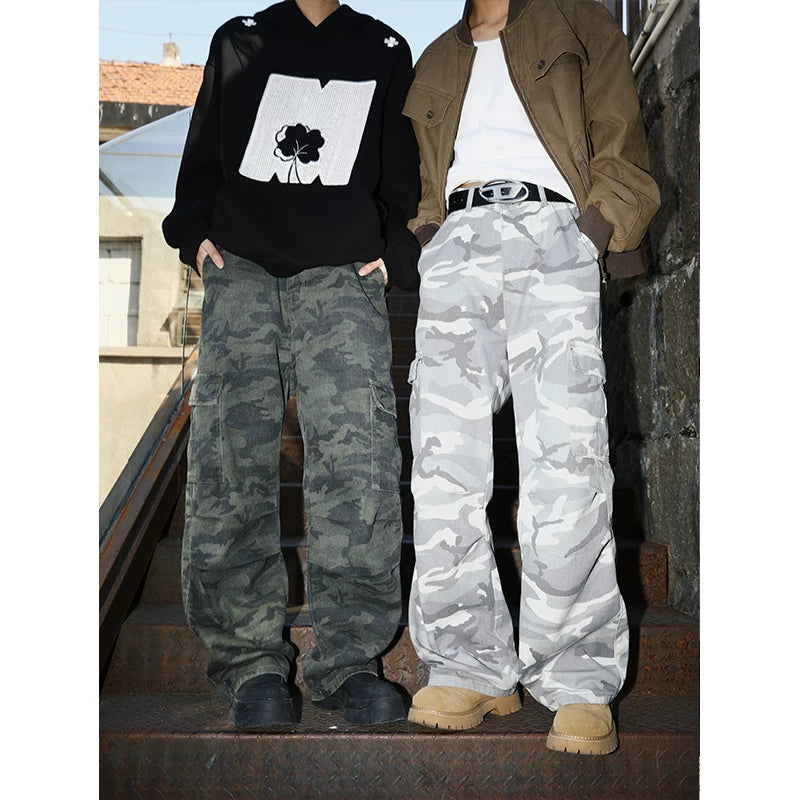 MANYSTON American High Street Camouflage Casual Long Pants Men's Spring and Autumn Youth Loose Straight Work Pants