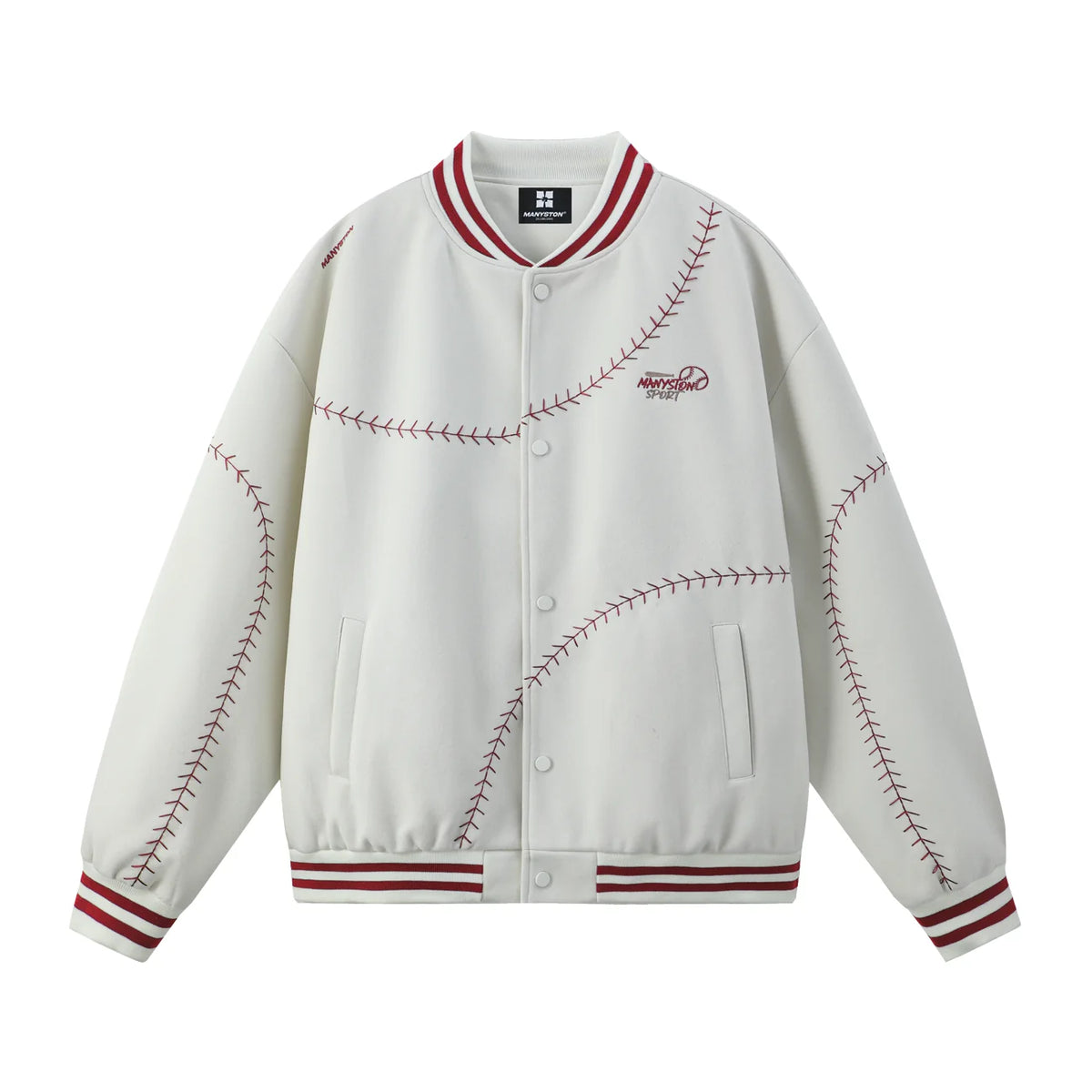 Zhang Zeyu's MANYSTON American retro embroidered baseball jacket for couples in spring and autumn casual wear