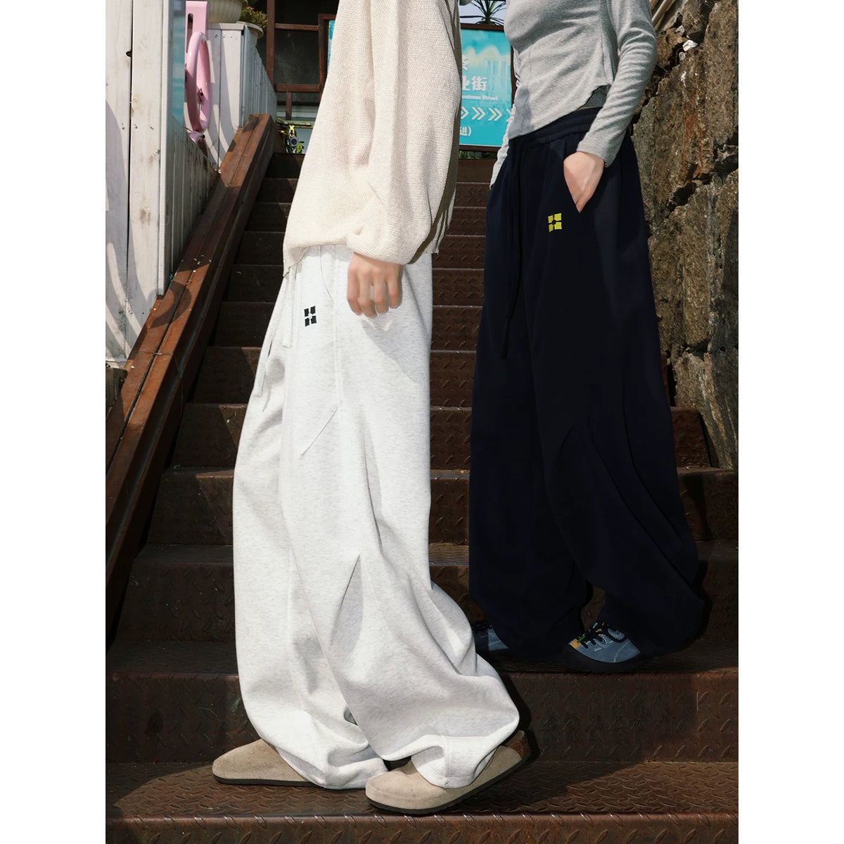 MANYSTON American High Street Versatile Casual Wide Leg Pants, Men's Niche Design Sense, Black Straight Leg Pants, Spring and Autumn