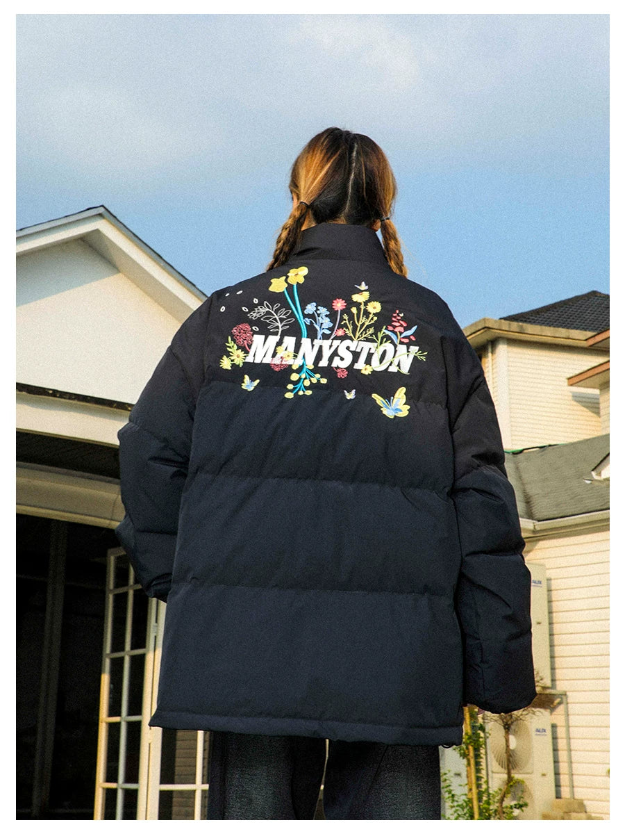 MANYSTON American High Street Youth Waterproof Down Jacket Men's Winter Couple's Stand up Collar Bread Jacket