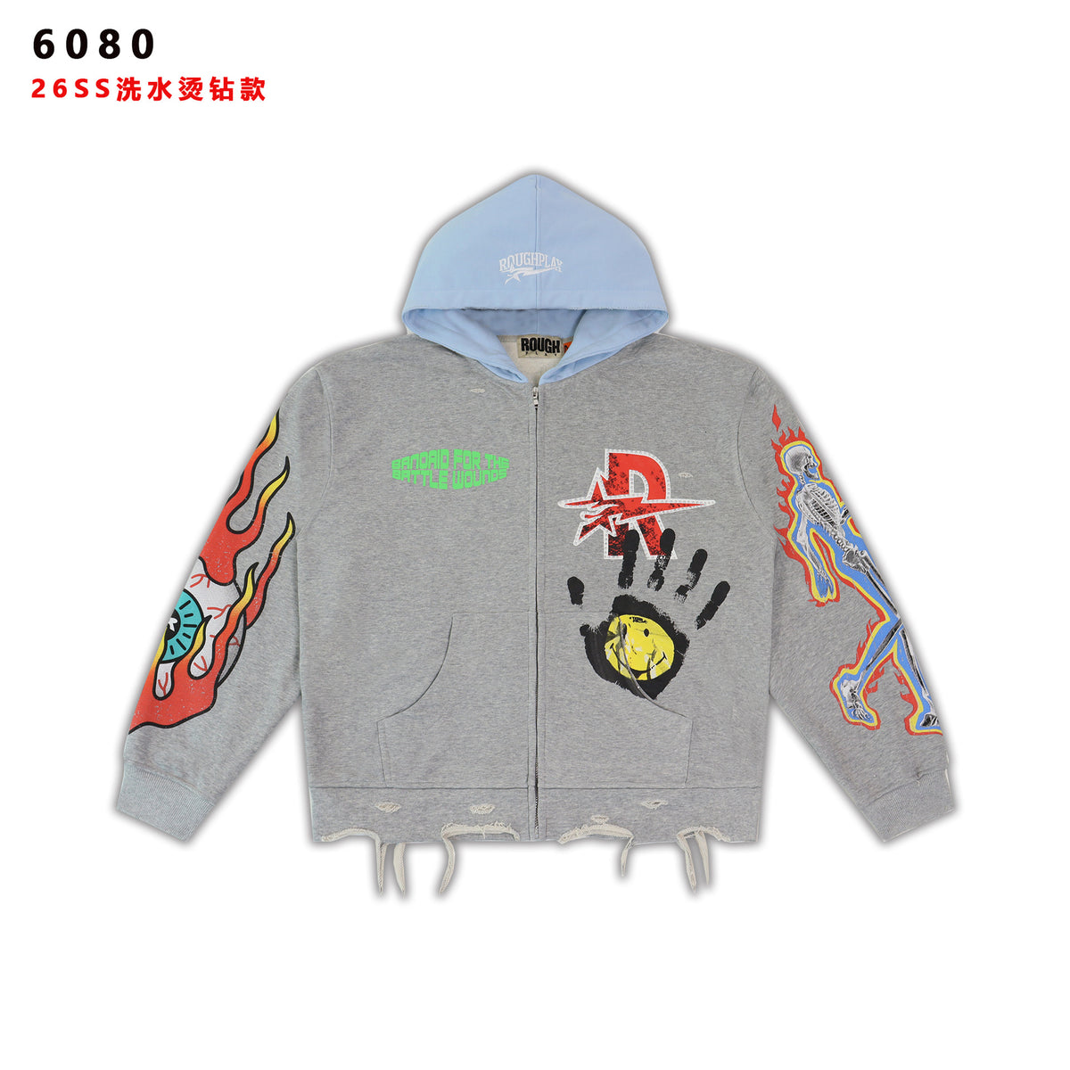 American High Street Rough Play Casual Retro Loose Hoodie Long Sleeve Hoodie Washed Letter Printed Hoodie