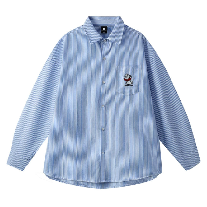 Hao Yiran's same style MANYSTON American high street striped long sleeved shirt for men's spring and autumn couple's top