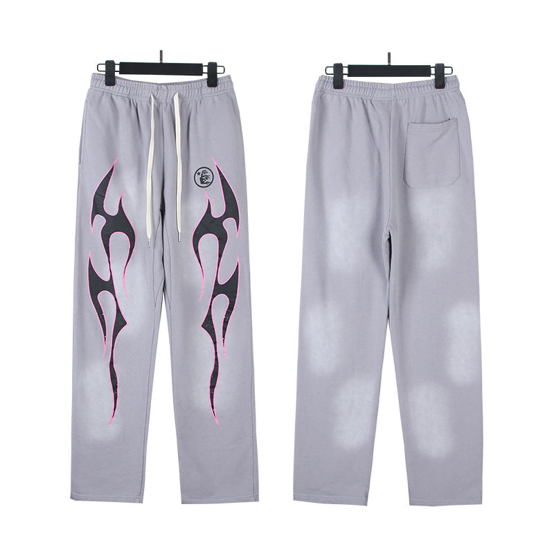 Cross border Fashion Hellstar Washed Retro Hip Hop American Street Printed Casual Cotton Pants Bathroom Pants
