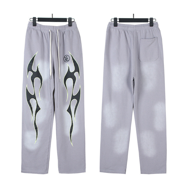 Cross border Fashion Hellstar Washed Retro Hip Hop American Street Printed Casual Cotton Pants Bathroom Pants