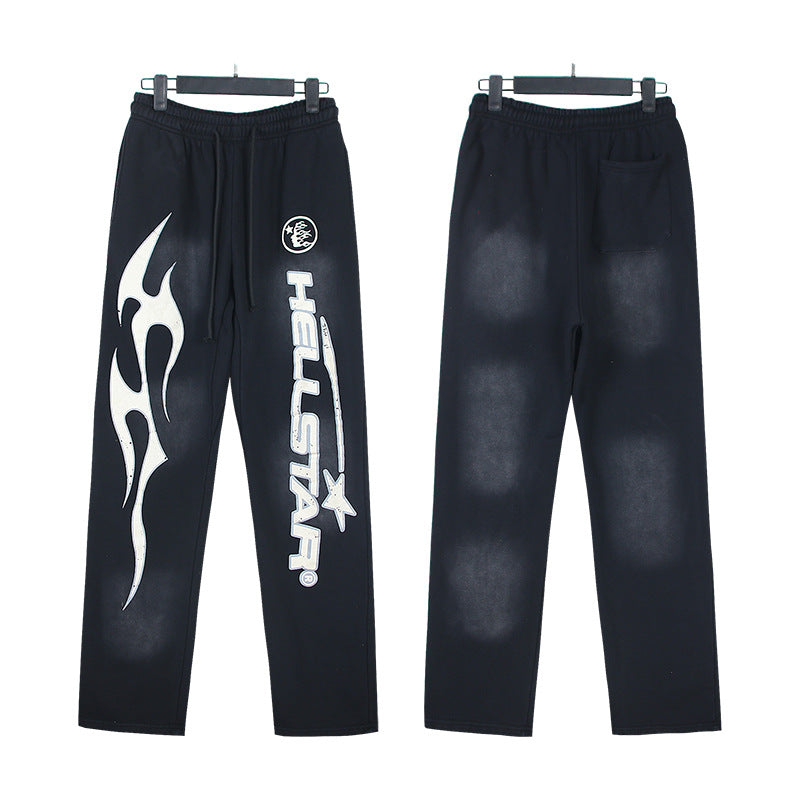 Cross border Fashion Hellstar Washed Retro Hip Hop American Street Printed Casual Cotton Pants Bathroom Pants