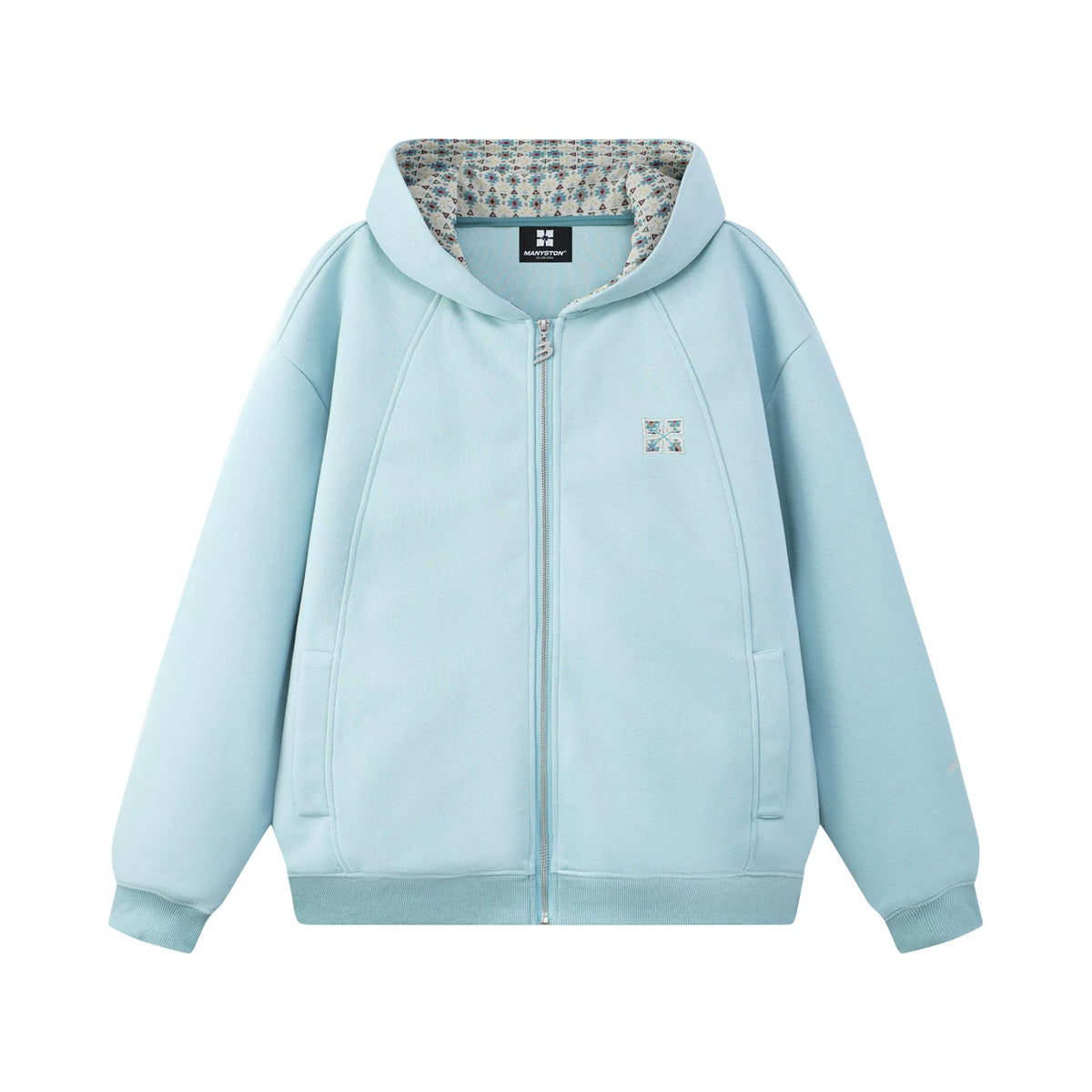 MANYSTON American embroidery hooded cardigan sweatshirt men's style spring and autumn couple style loose casual top jacket