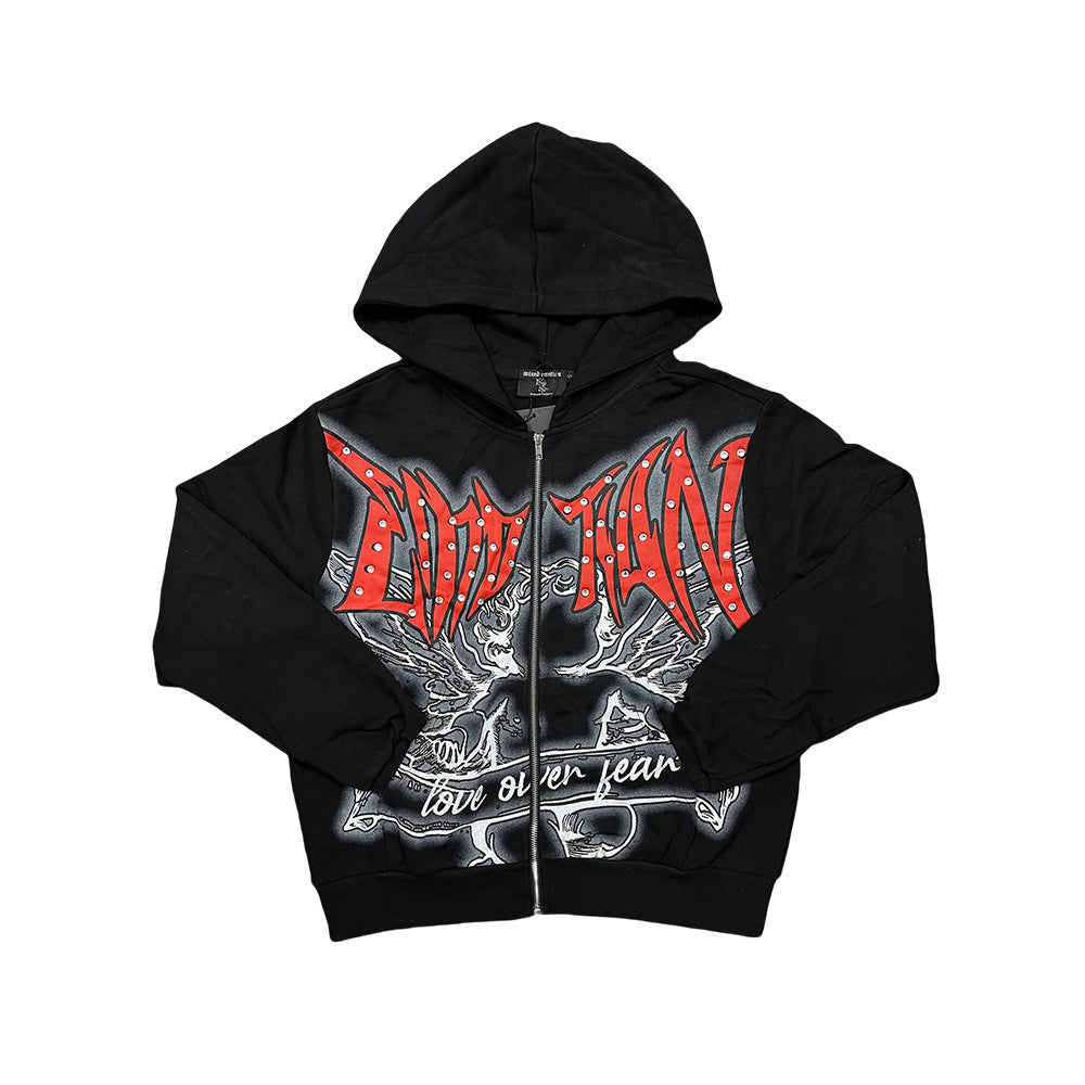 Cross border fashion new MIXEDEMOTION American street hip-hop pure cotton highly restored hooded sweatshirt