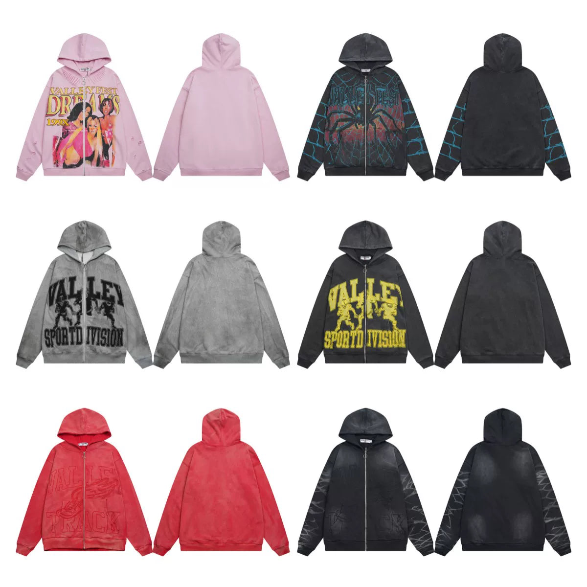 Vale Forever Embroidered Printed Meichao High Street Trendy Casual Loose Retro Washed Cardigan Hoodie