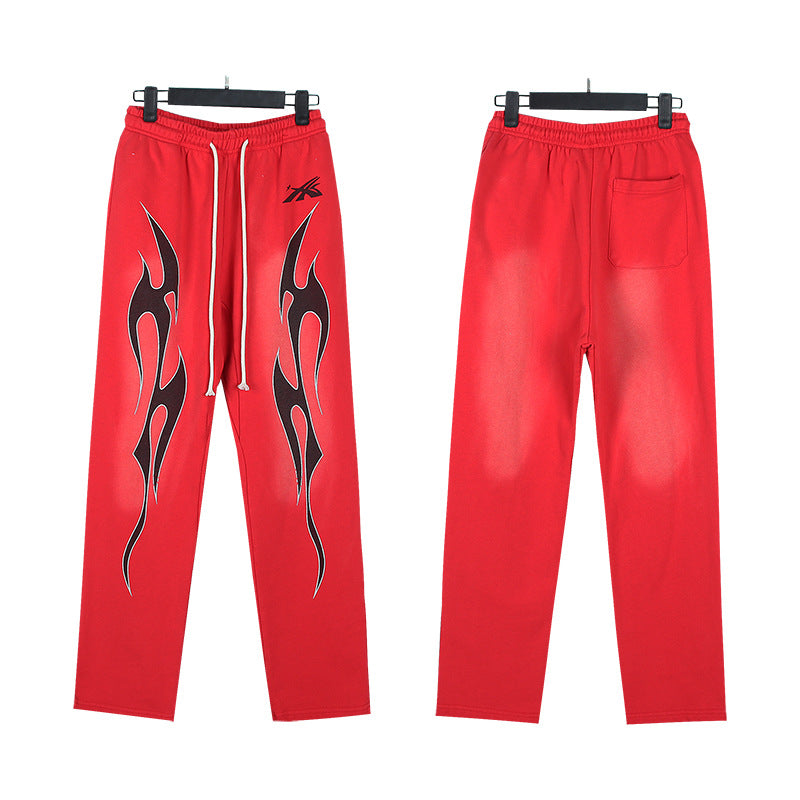 Cross border Fashion Hellstar Washed Retro Hip Hop American Street Printed Casual Cotton Pants Bathroom Pants