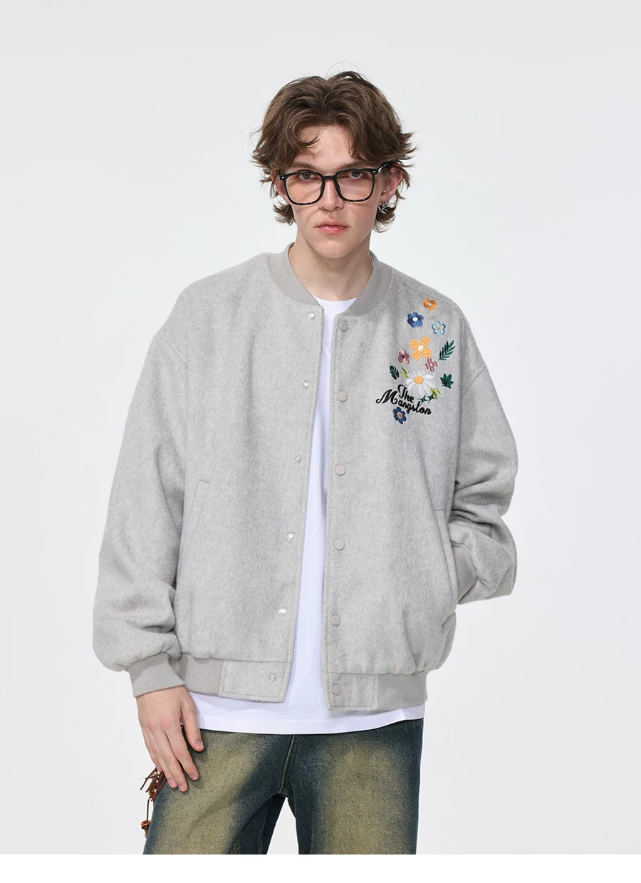 Mijin's same style MANYSTON American baseball jersey cardigan jacket men's spring and autumn loose jacket top