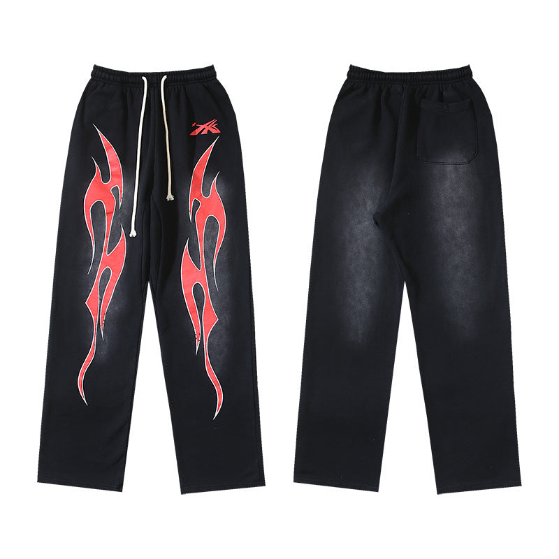 Cross border Fashion Hellstar Washed Retro Hip Hop American Street Printed Casual Cotton Pants Bathroom Pants