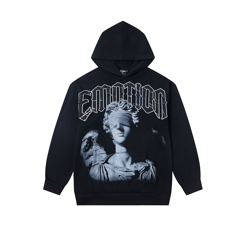 Cross border fashion new MIXEDEMOTION American street hip-hop pure cotton highly restored hooded sweatshirt