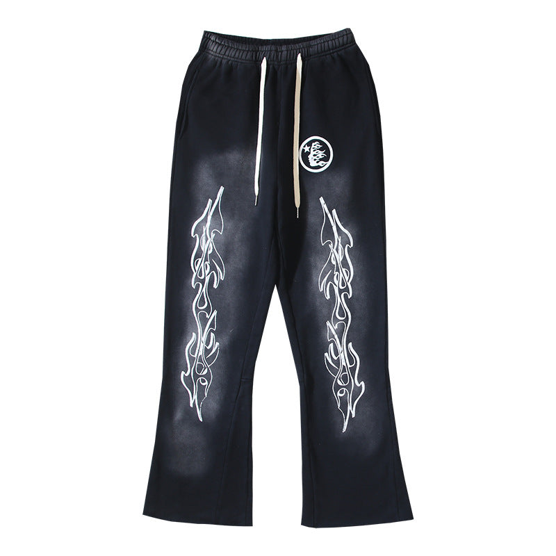 Cross border Fashion Hellstar Washed Retro Hip Hop American Street Printed Casual Cotton Pants Bathroom Pants