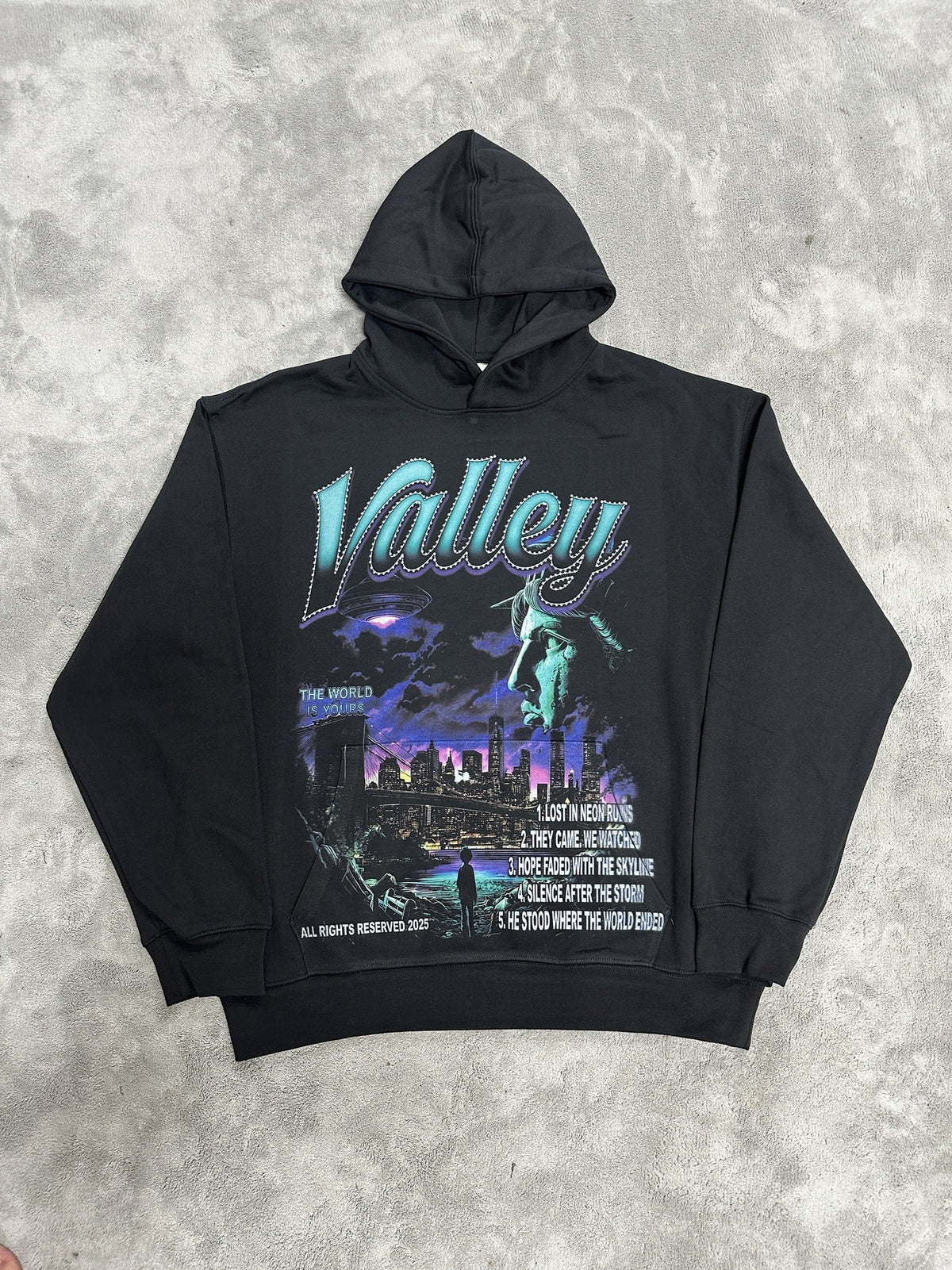 Cross border fashion VALE new retro hooded sweatshirt printed with American street hip-hop cotton versatile hooded sweatshirt