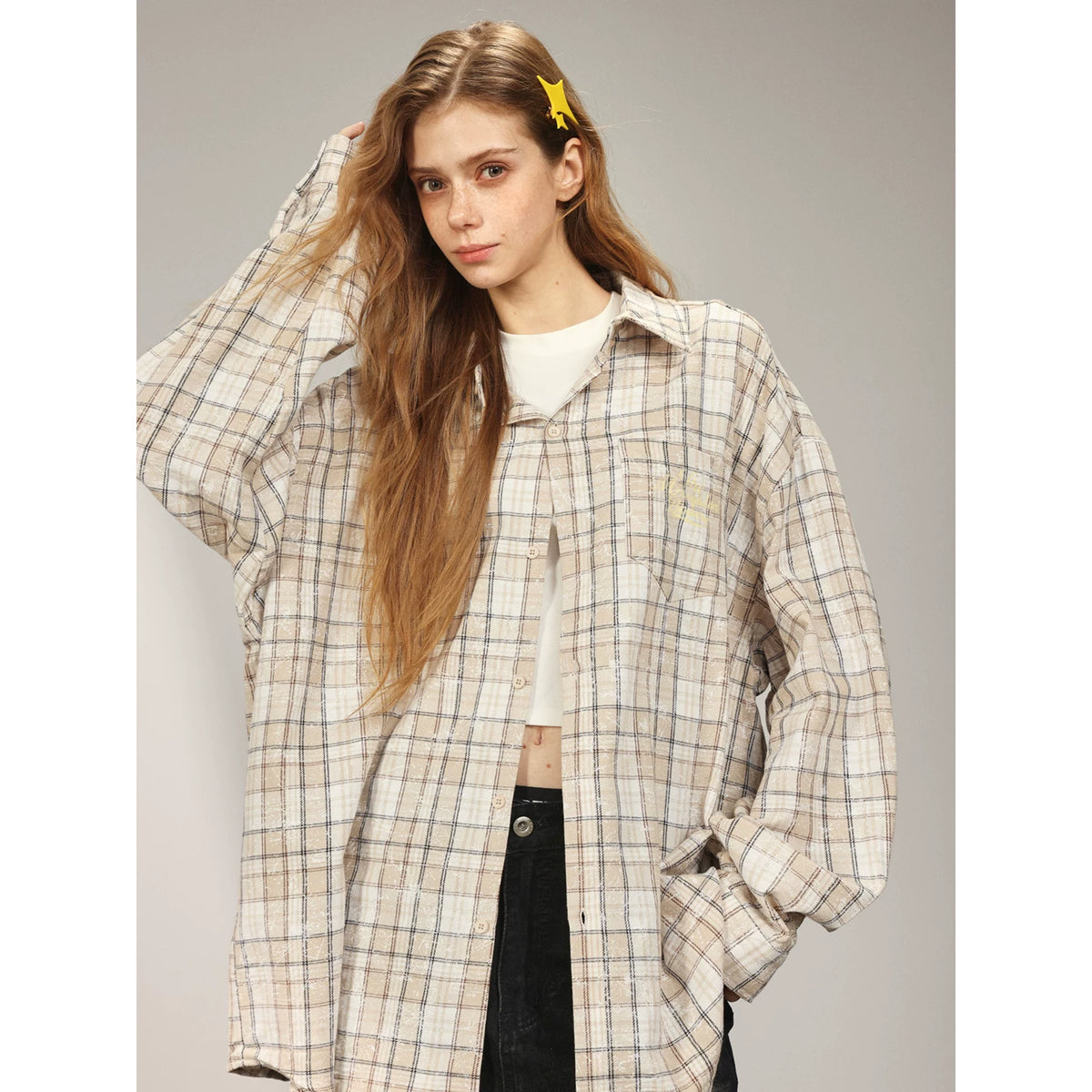 Yunqi Same Style MANYSTON American Pure Cotton Checkered Shirt Men's Spring and Autumn Trendy Brand Couple's Shirt Jacket