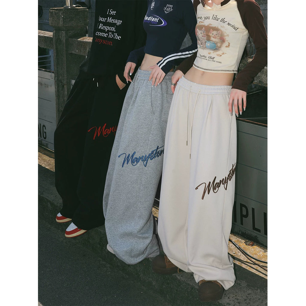 Tian Shuchen's same style MANYSTON American fashion brand sanitary pants for boys in spring and autumn, high street straight leg loose casual pants
