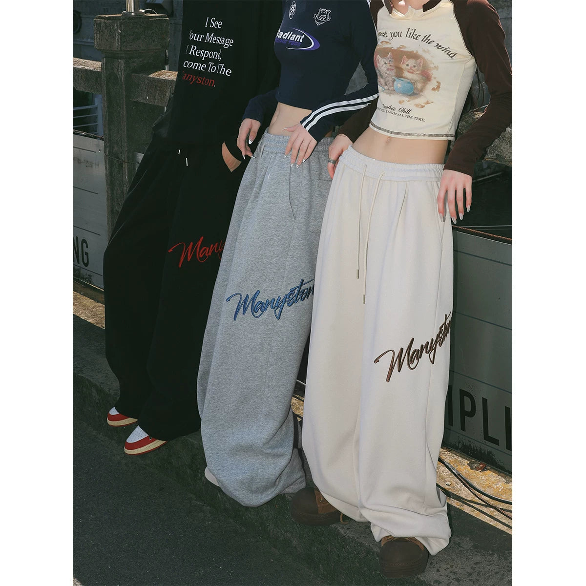 Tian Shuchen's same style MANYSTON American fashion brand sanitary pants for boys in spring and autumn, high street straight leg loose casual pants