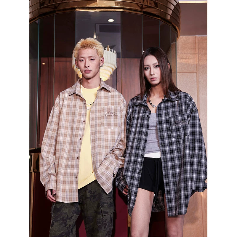 MANYSTON American retro long sleeved casual shirt for men, summer high-end sense, cool and stylish plaid shirt jacket