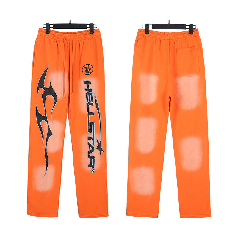 Cross border Fashion Hellstar Washed Retro Hip Hop American Street Printed Casual Cotton Pants Bathroom Pants