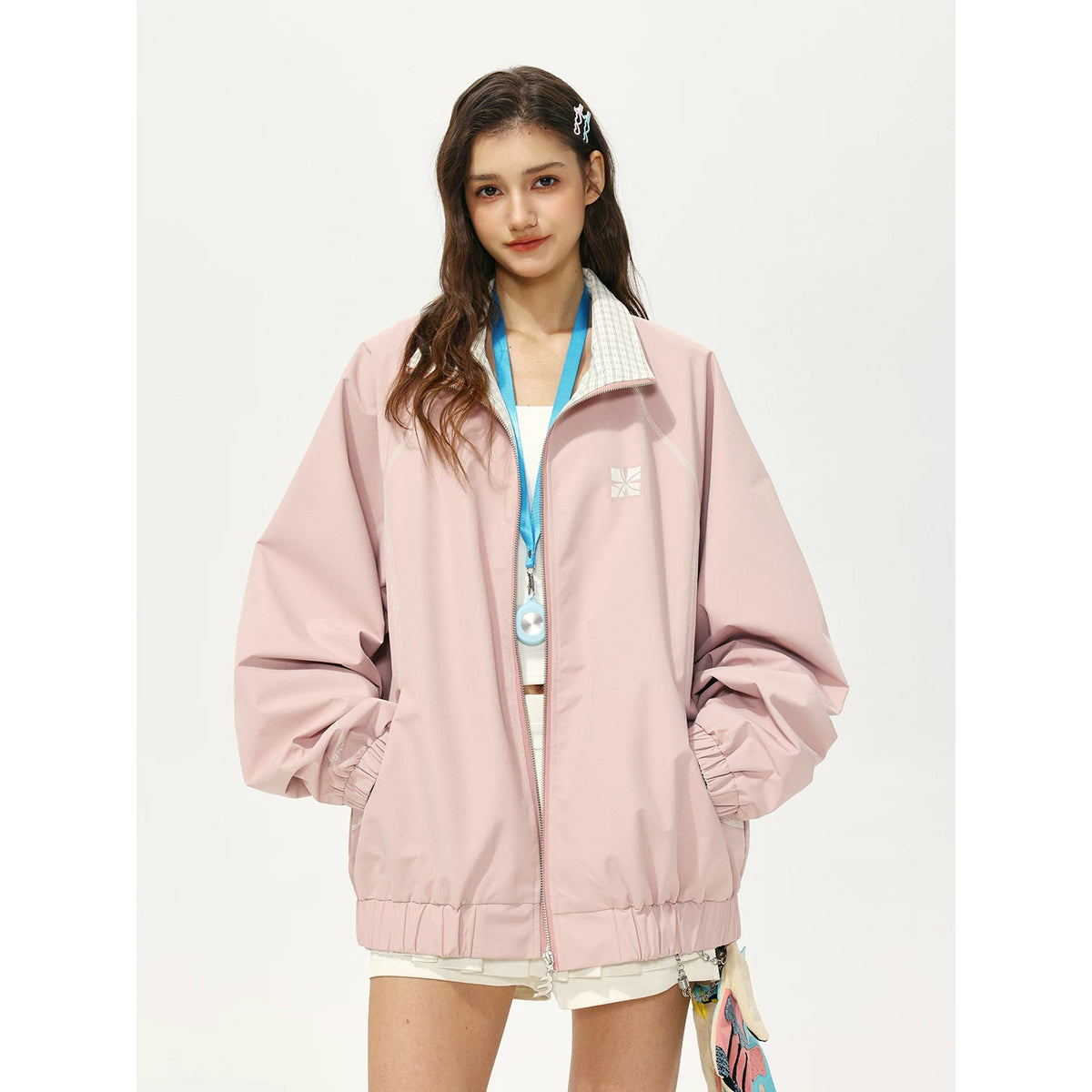 Hao Yiran's same MANYSTON American fashion brand lapel plaid jacket, spring loose casual cardigan jacket