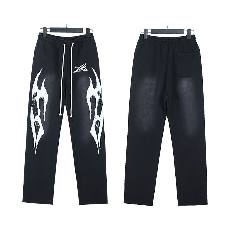 Cross border Fashion Hellstar Washed Retro Hip Hop American Street Printed Casual Cotton Pants Bathroom Pants