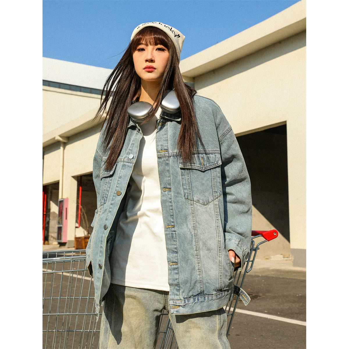 MANYSTON denim jacket men's trendy brand new top couple denim jacket spring cool casual jacket American style