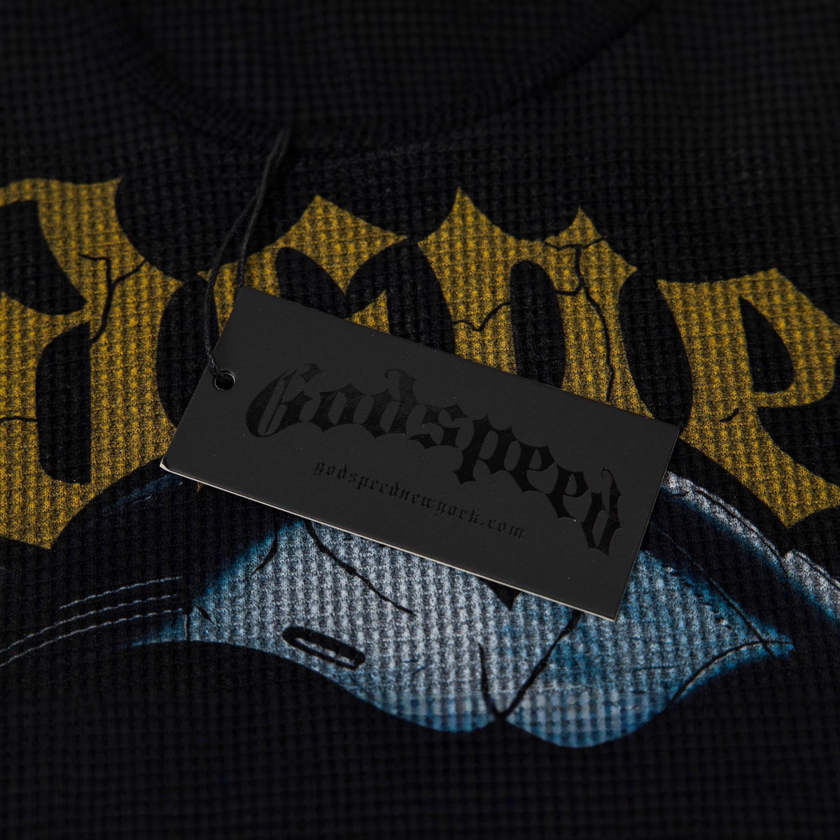 Cross border fashion Godspeed new American street hip-hop print retro waffle casual long sleeved T-shirt