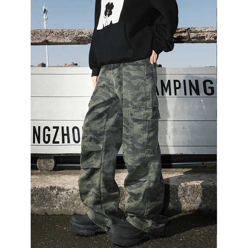 MANYSTON American High Street Camouflage Casual Long Pants Men's Spring and Autumn Youth Loose Straight Work Pants