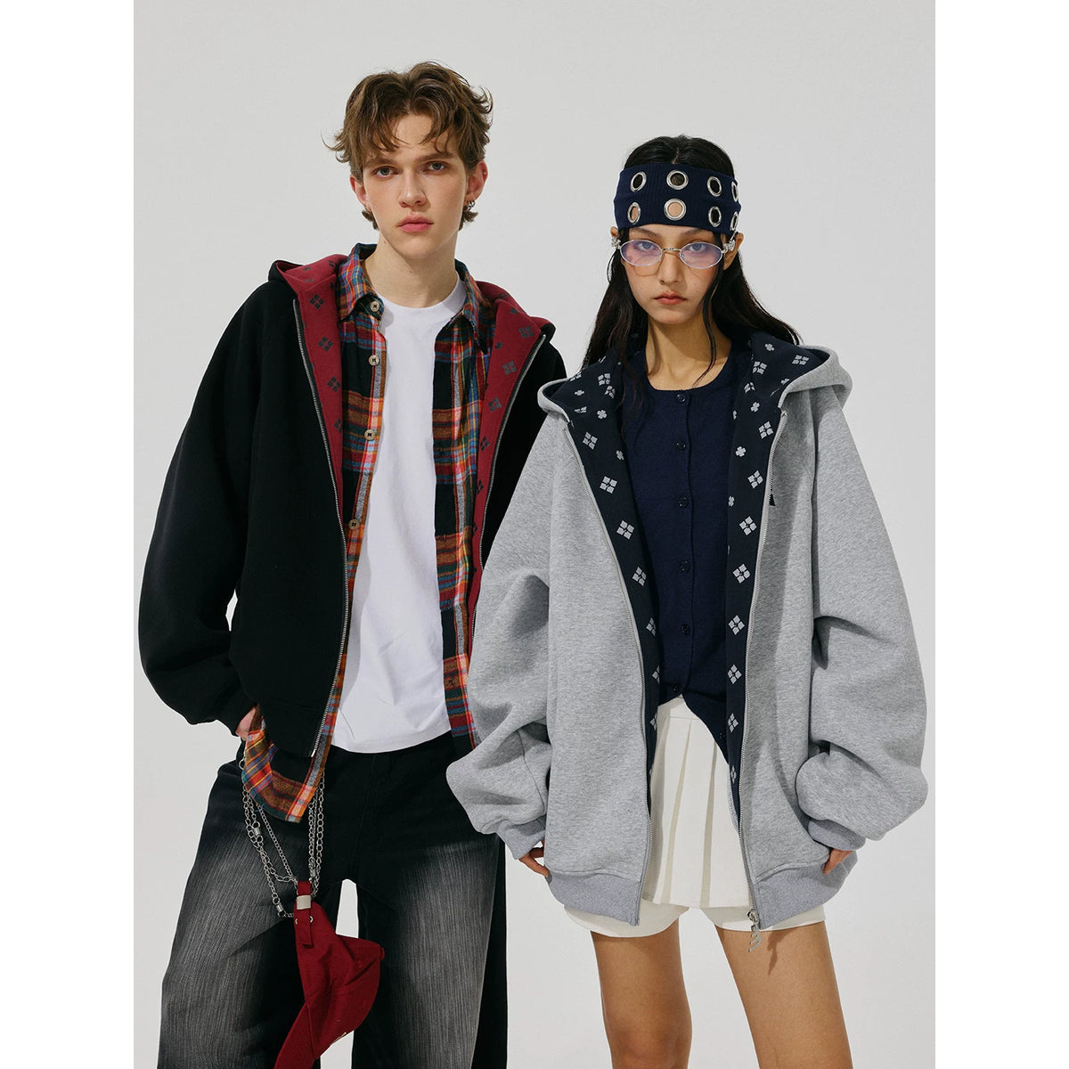 Hao Yiran's MANYSTON American style hooded jacket for spring and autumn couples, loose casual cardigan jacket