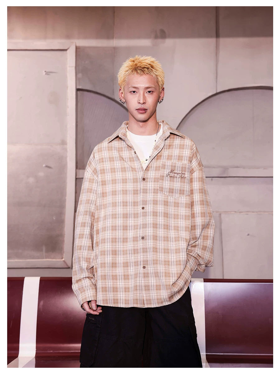 MANYSTON American retro long sleeved casual shirt for men, summer high-end sense, cool and stylish plaid shirt jacket