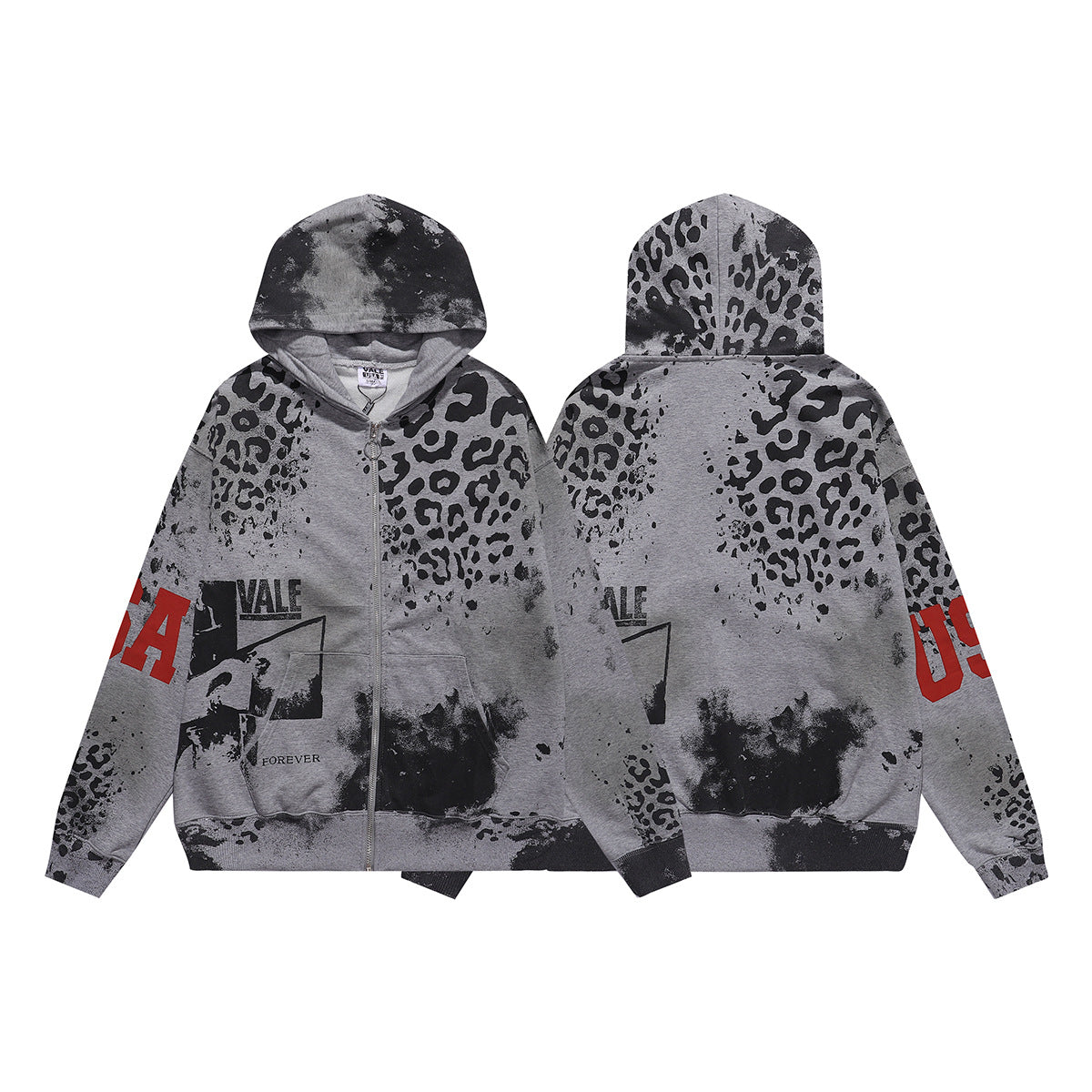 Cross border fashion VALE autumn and winter new printed hip-hop street style pure cotton casual versatile hooded sweatshirt