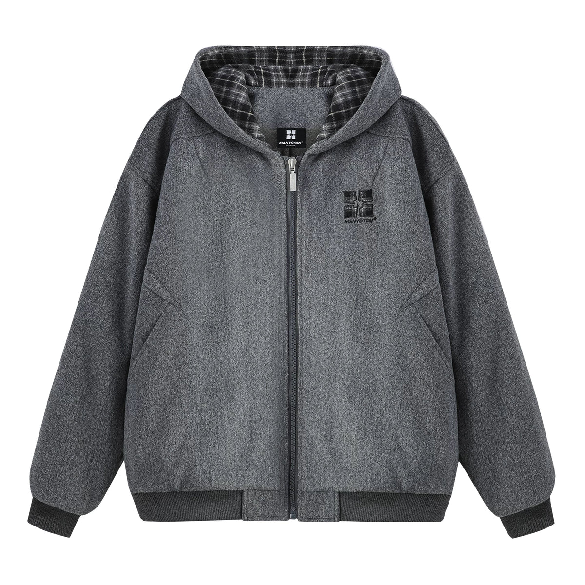 MANYSTON American style fleece hooded cardigan jacket for men's autumn and winter trendy brand teenagers, cotton padded thick jacket