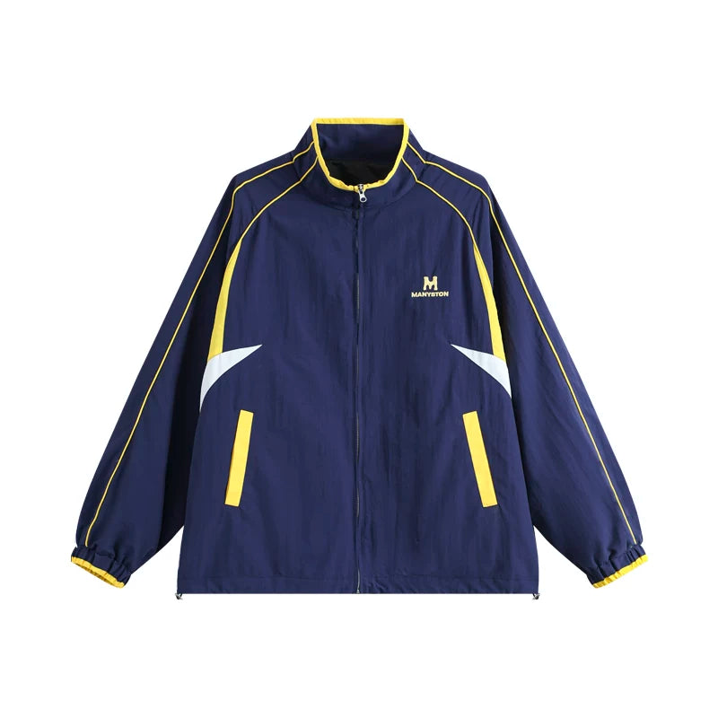 MANYSTON European and American Street Leisure Sports Jacket Men's Spring and Autumn Youth Trendy Brand Stand up Pilot Jacket