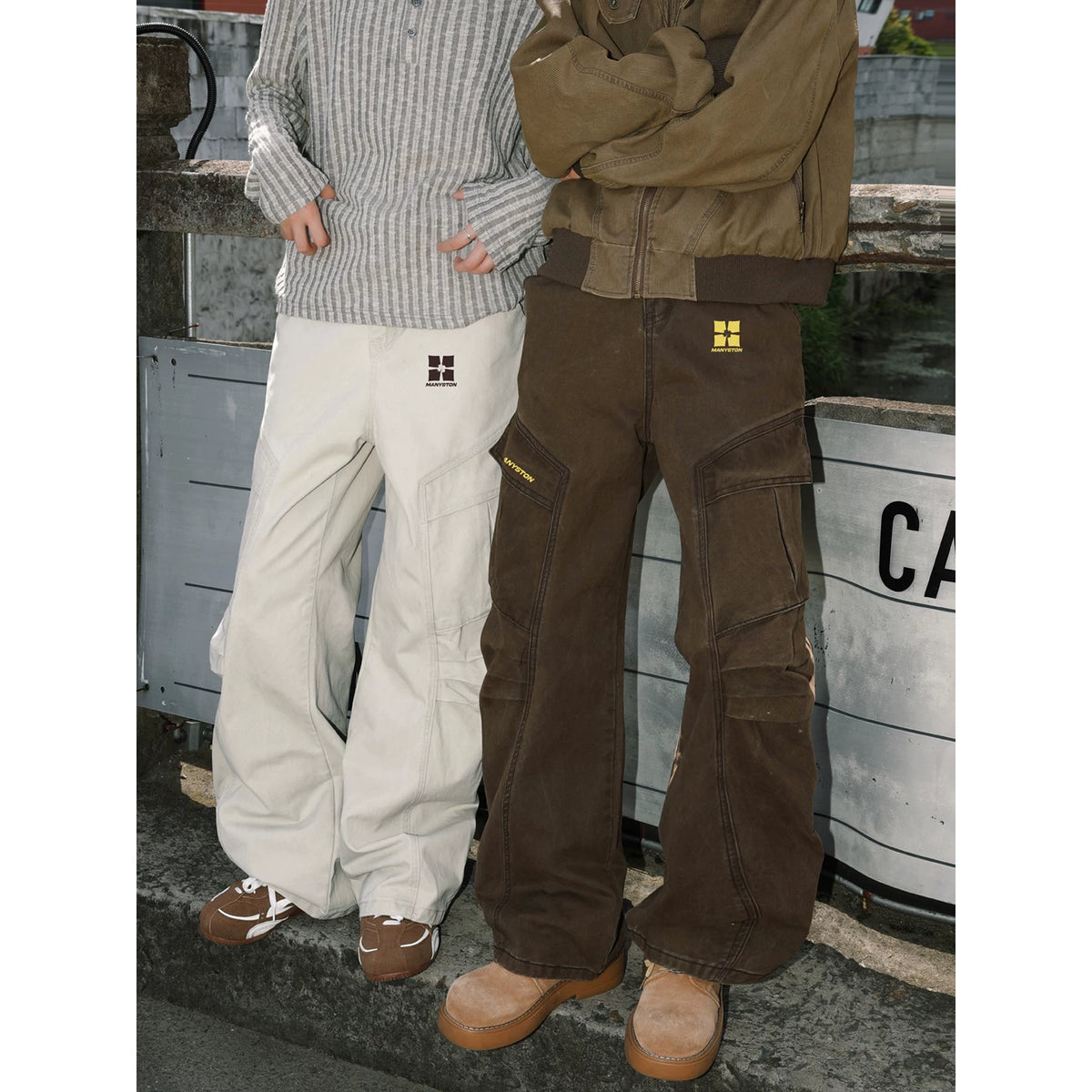 MANYSTON American high street workwear straight leg pants for men, spring and autumn casual loose straight leg wide leg floor pants