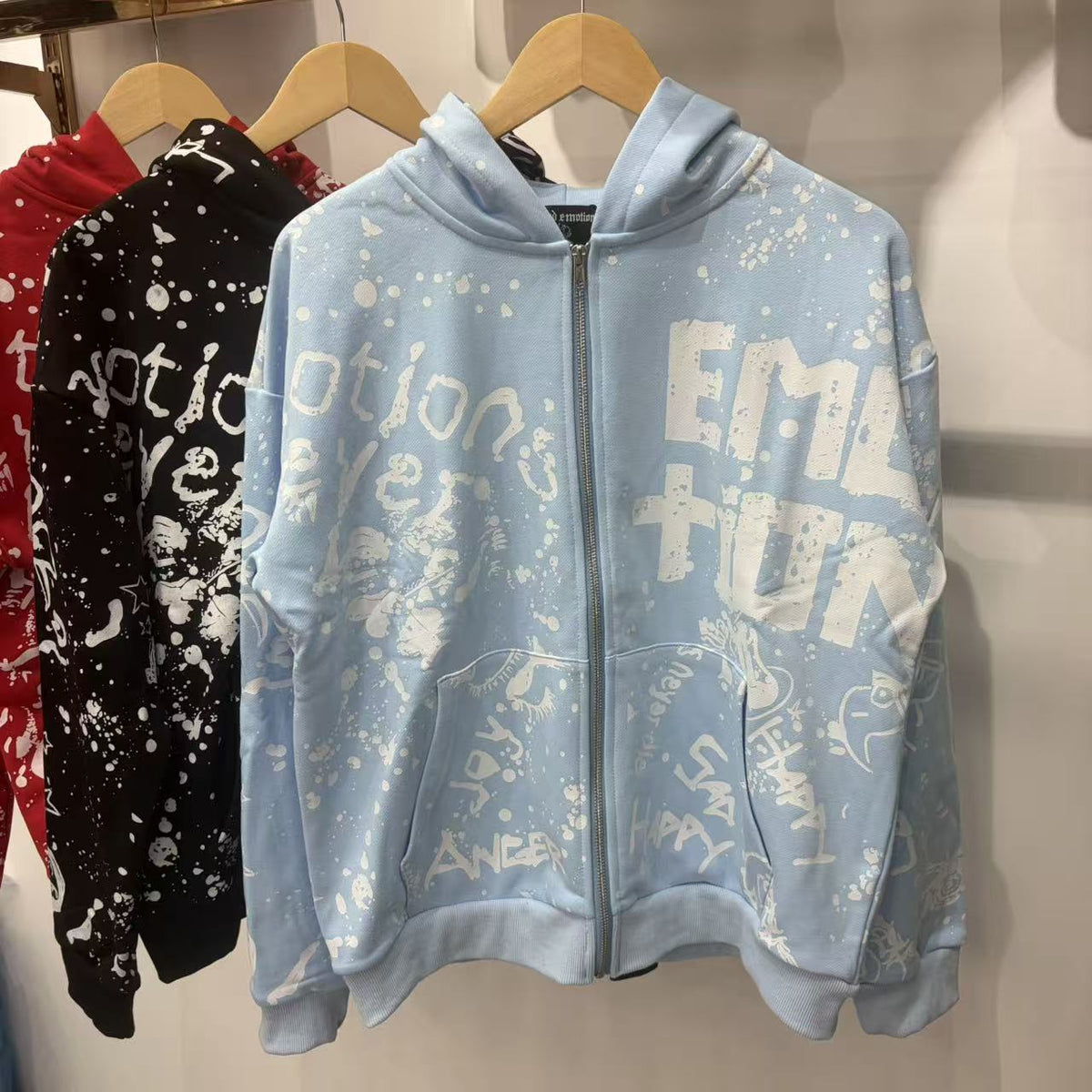 Cross border fashion new MIXEDEMOTION American street hip-hop pure cotton highly restored hooded sweatshirt