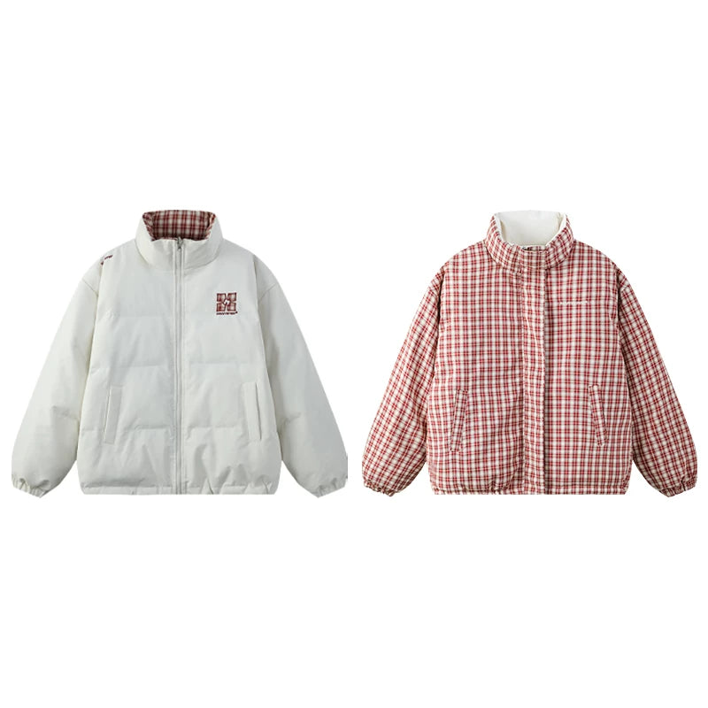MANYSTON American fashion brand checkered double-sided cotton jacket men's winter thick warm bread jacket cotton coat jacket