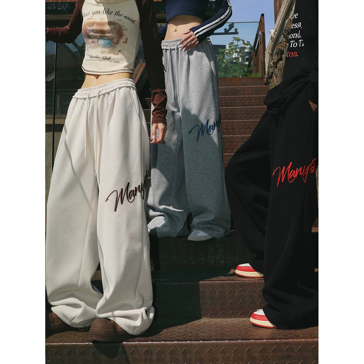 Tian Shuchen's same style MANYSTON American fashion brand sanitary pants for boys in spring and autumn, high street straight leg loose casual pants