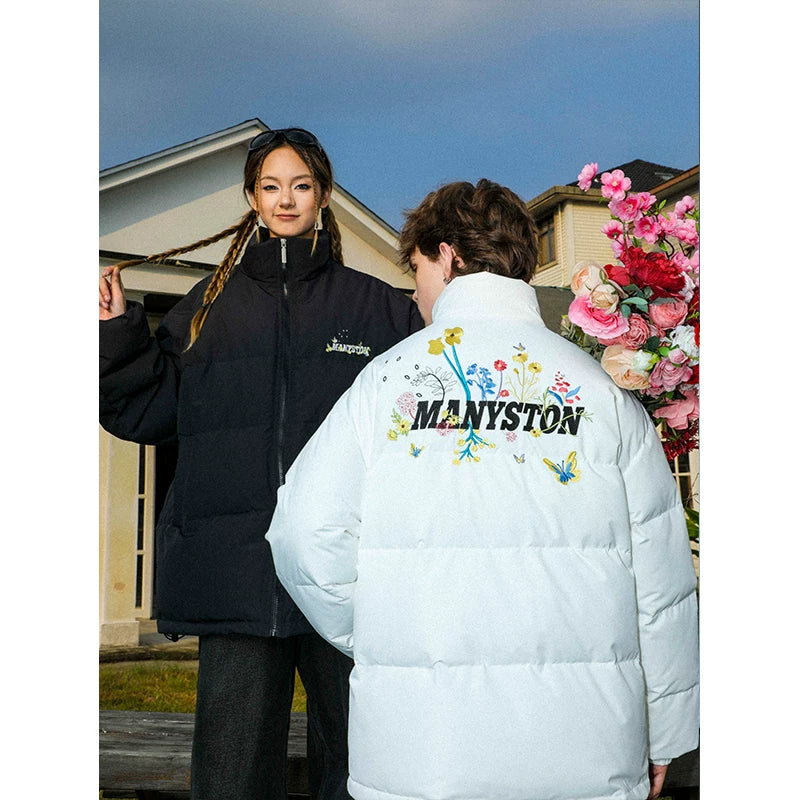 MANYSTON American High Street Youth Waterproof Down Jacket Men's Winter Couple's Stand up Collar Bread Jacket