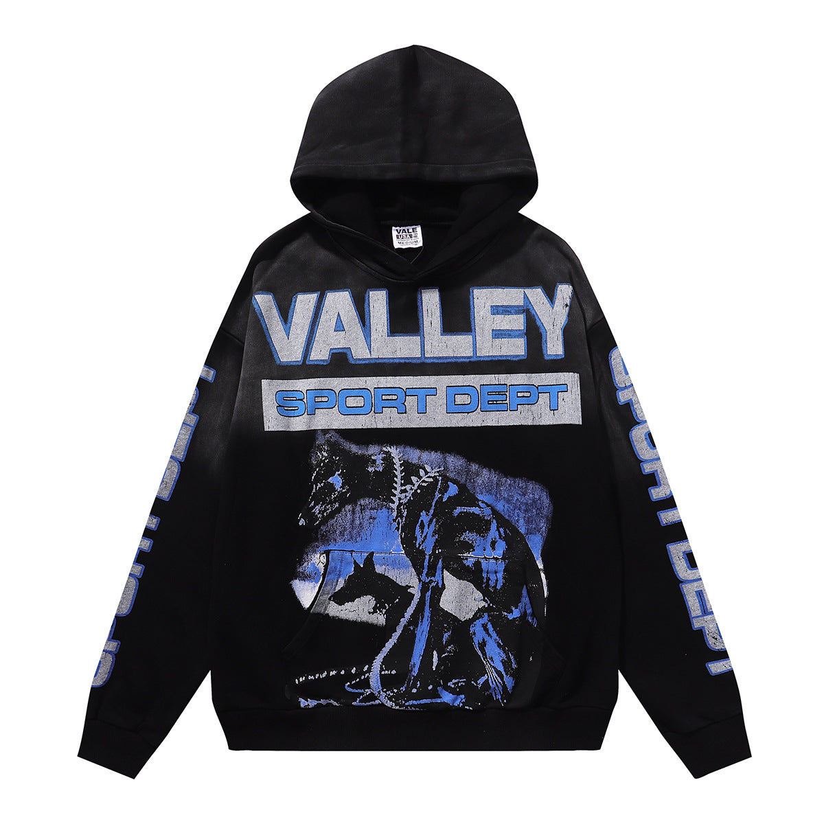 Cross border fashion VALE autumn and winter new printed hip-hop street style pure cotton casual versatile hooded sweatshirt