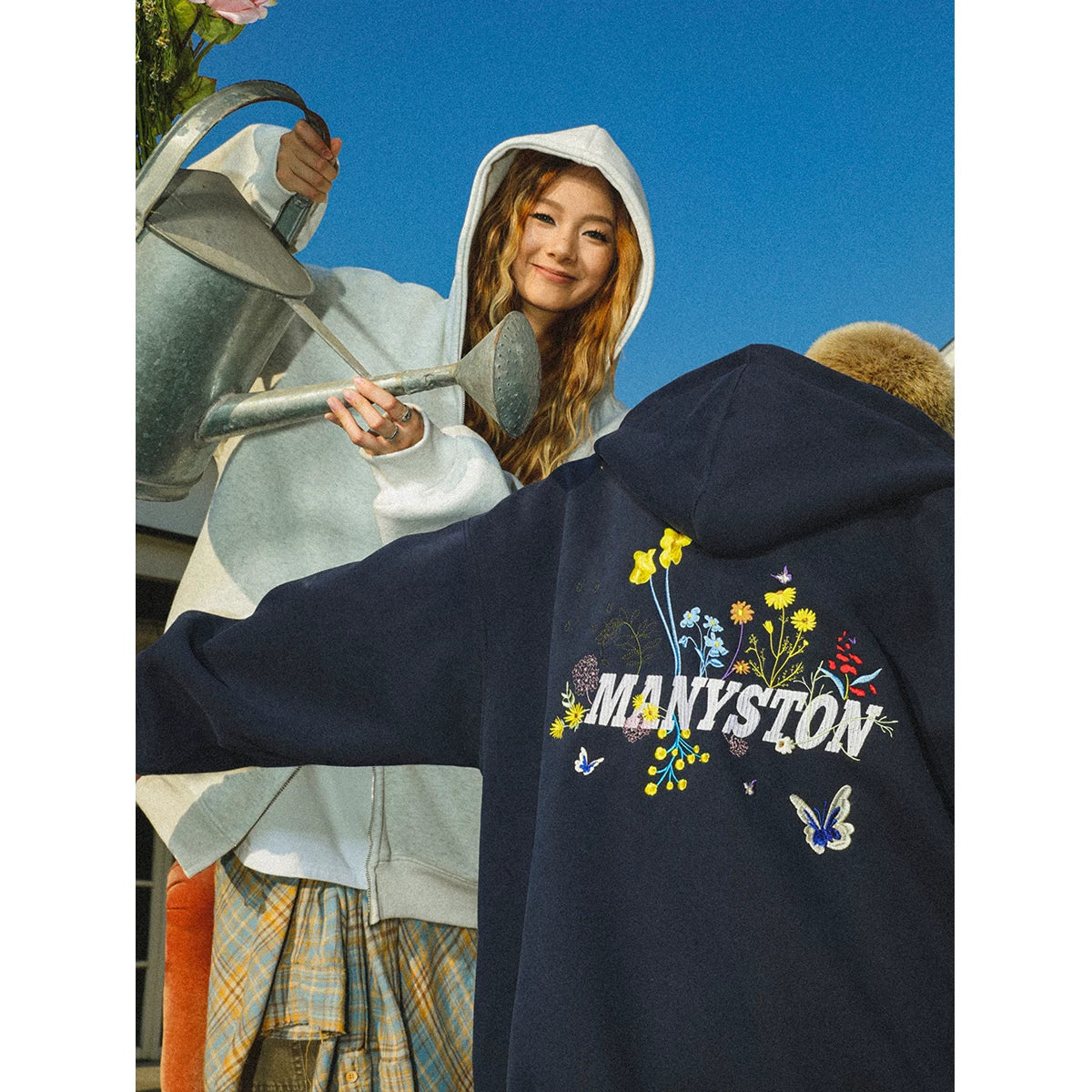 Wang Yiheng's same MANYSTON youth popular American hooded cardigan sweatshirt 400g heavyweight men's autumn coat