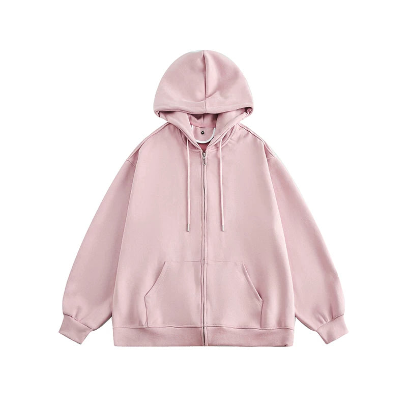MANYSTON American hooded cardigan hoodie men's spring and autumn trendy brand 400g heavyweight couple suede jacket