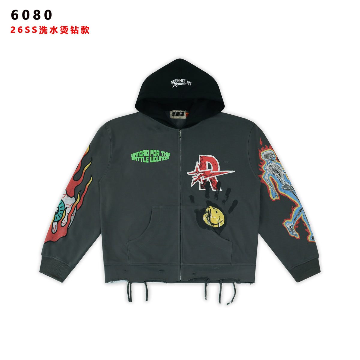 American High Street Rough Play Casual Retro Loose Hoodie Long Sleeve Hoodie Washed Letter Printed Hoodie
