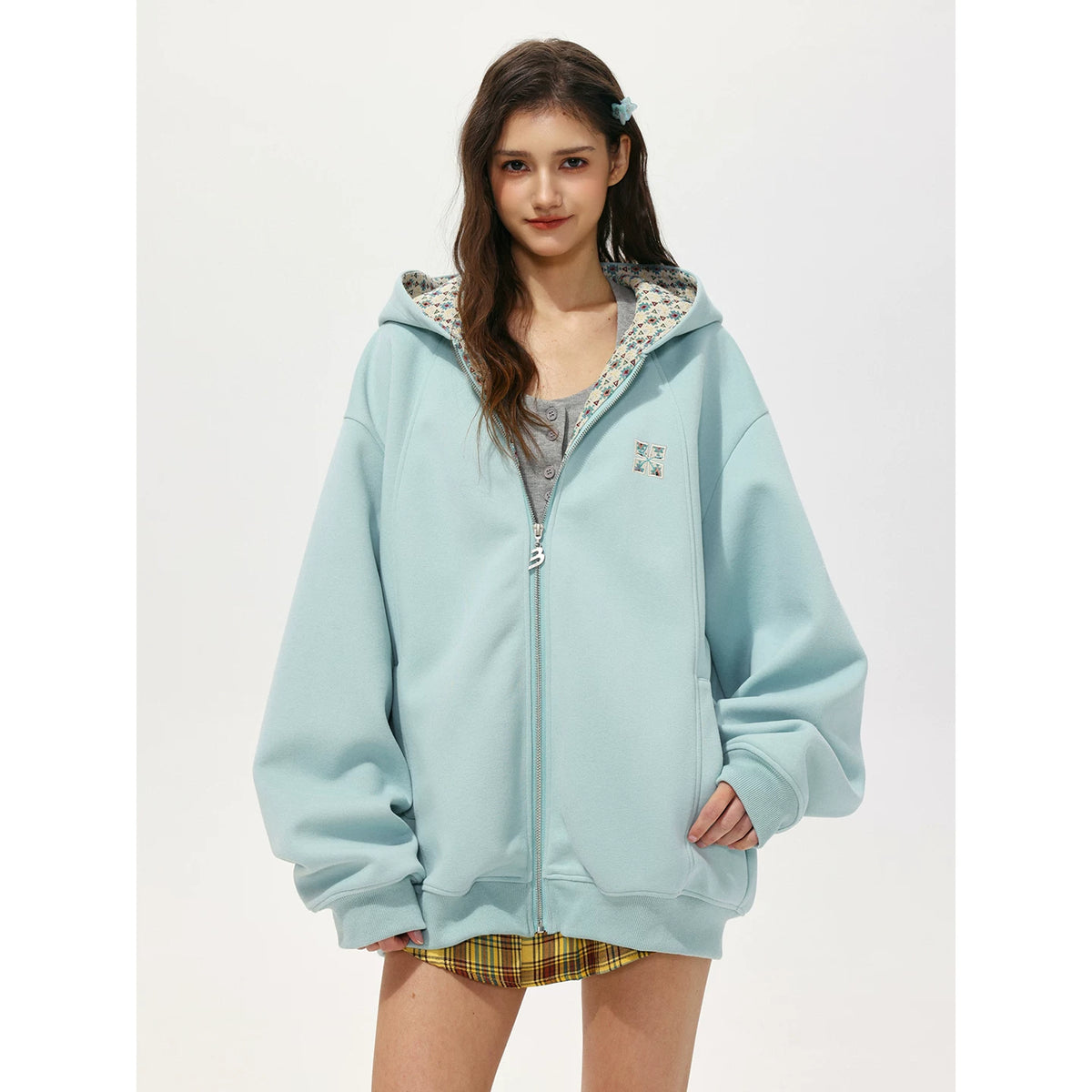 MANYSTON American embroidery hooded cardigan sweatshirt men's style spring and autumn couple style loose casual top jacket