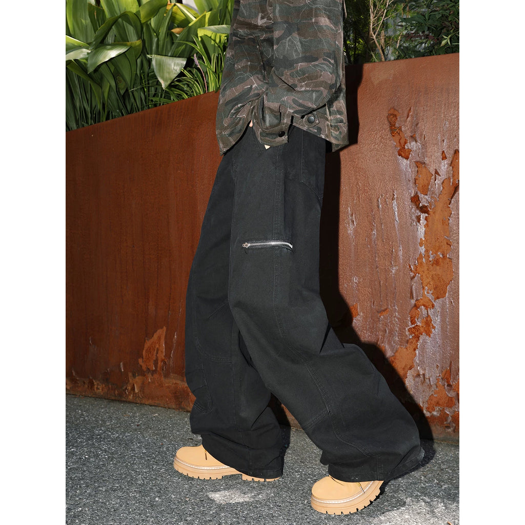MANYSTON American high street pure cotton work pants men's spring and autumn straight tube loose and versatile wide leg casual pants