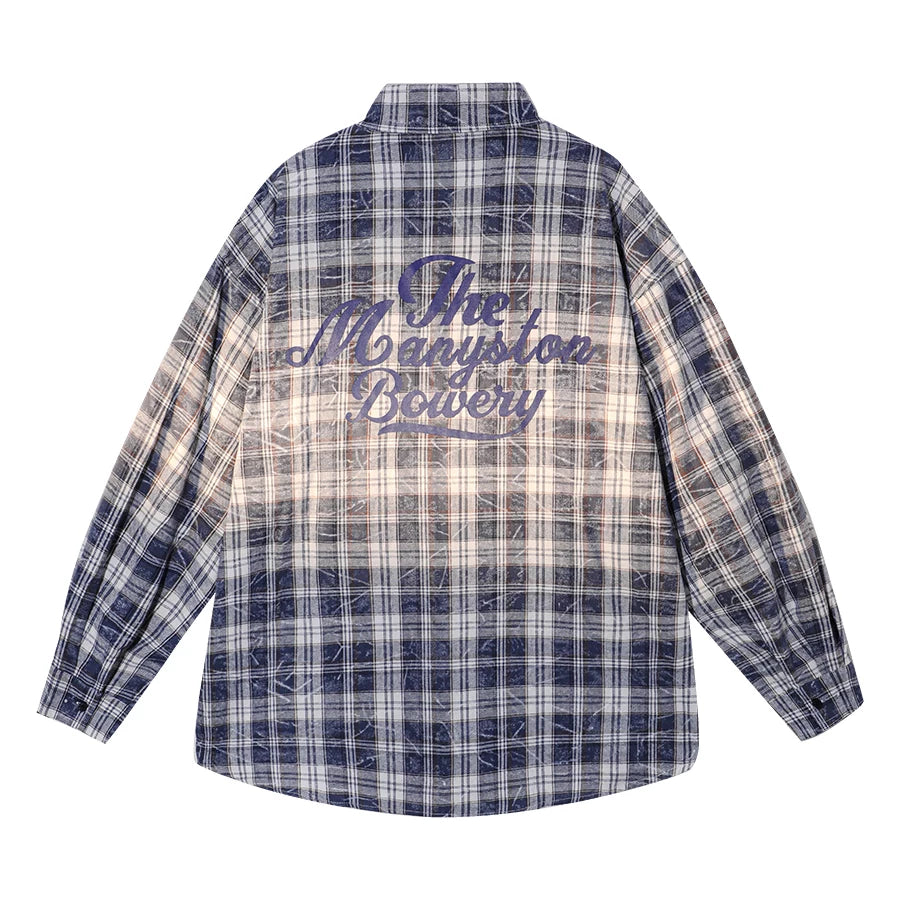 Yunqi Same Style MANYSTON American Pure Cotton Checkered Shirt Men's Spring and Autumn Trendy Brand Couple's Shirt Jacket
