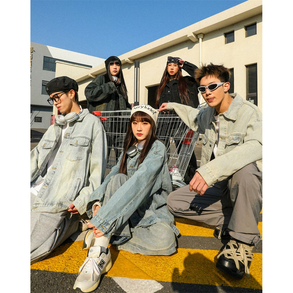 MANYSTON denim jacket men's trendy brand new top couple denim jacket spring cool casual jacket American style