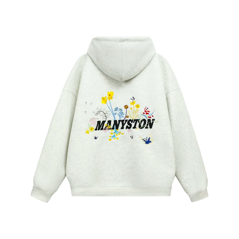 Wang Yiheng's same MANYSTON youth popular American hooded cardigan sweatshirt 400g heavyweight men's autumn coat