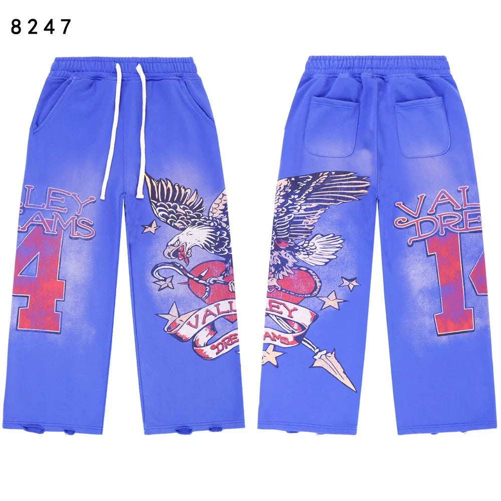 Vale Forever Valley Retro Printed High Street Trendy Casual Hoodie Pants Set