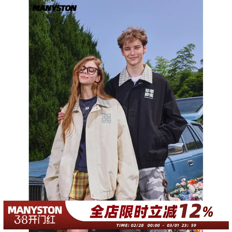 MANYSTON American pure cotton embroidered baseball jacket men's spring and autumn trendy brand European and American street flying jacket